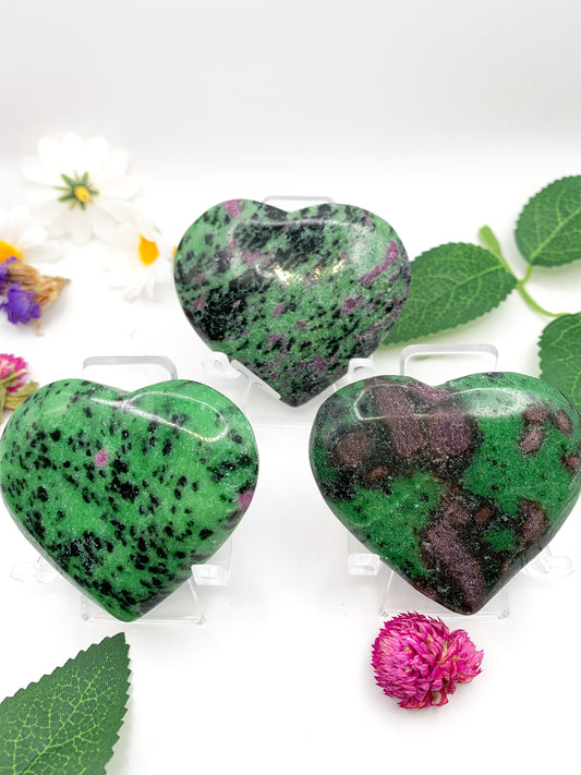 Ruby Zoisite Heart (Anyolite) - Crystal Love Treasures