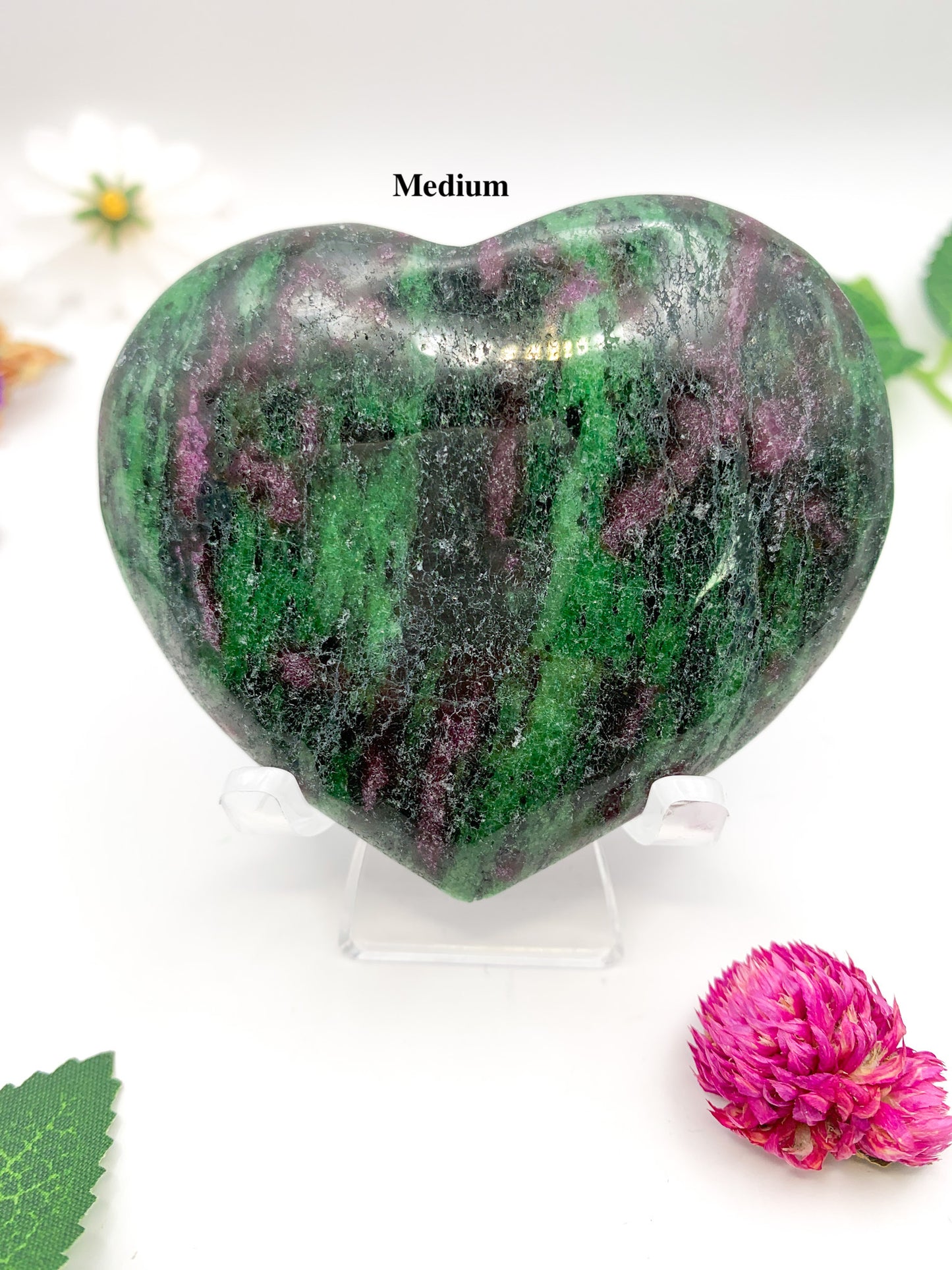 Ruby Zoisite Heart (Anyolite) - Crystal Love Treasures