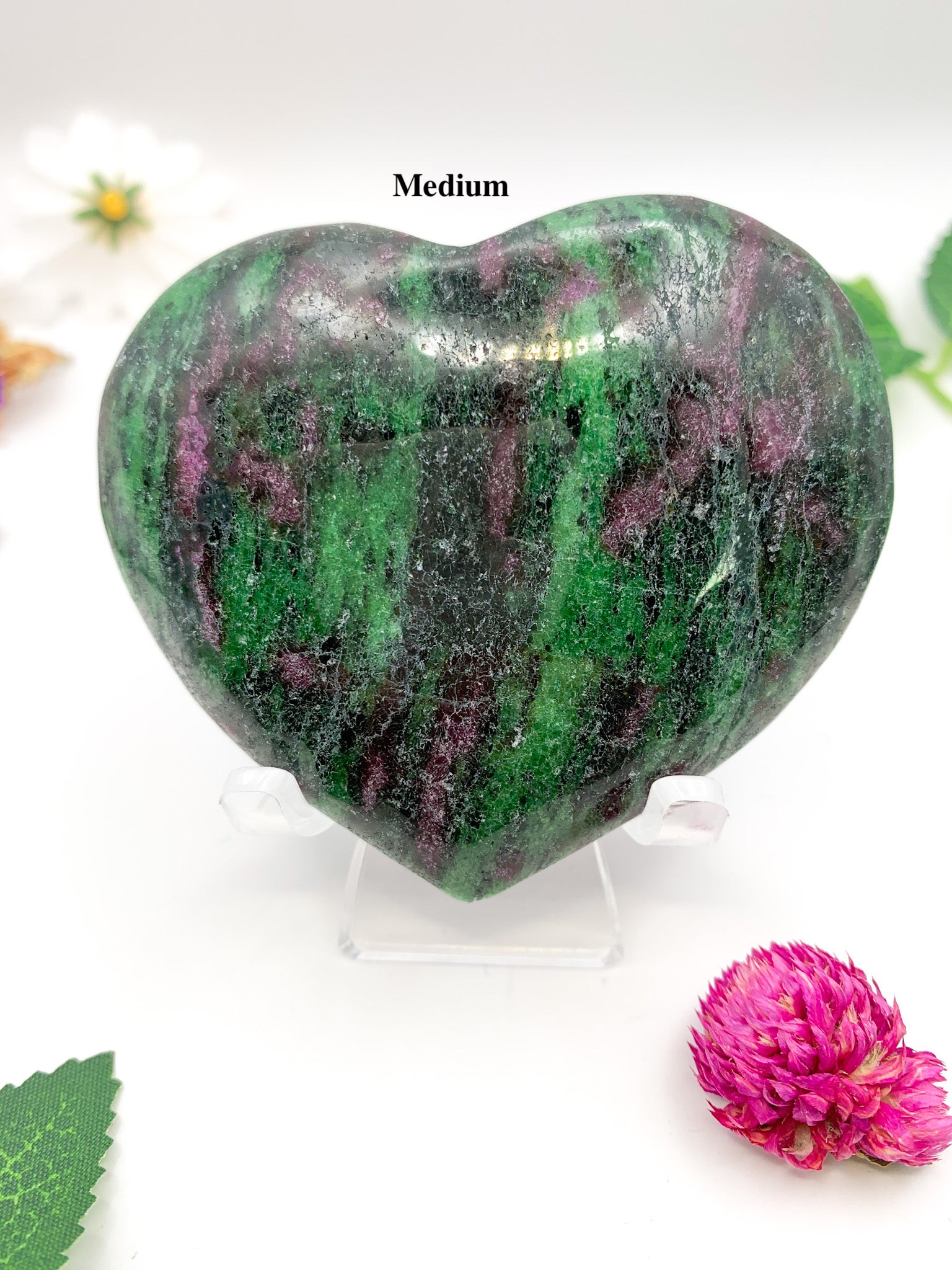 Ruby Zoisite Heart (Anyolite) - Crystal Love Treasures