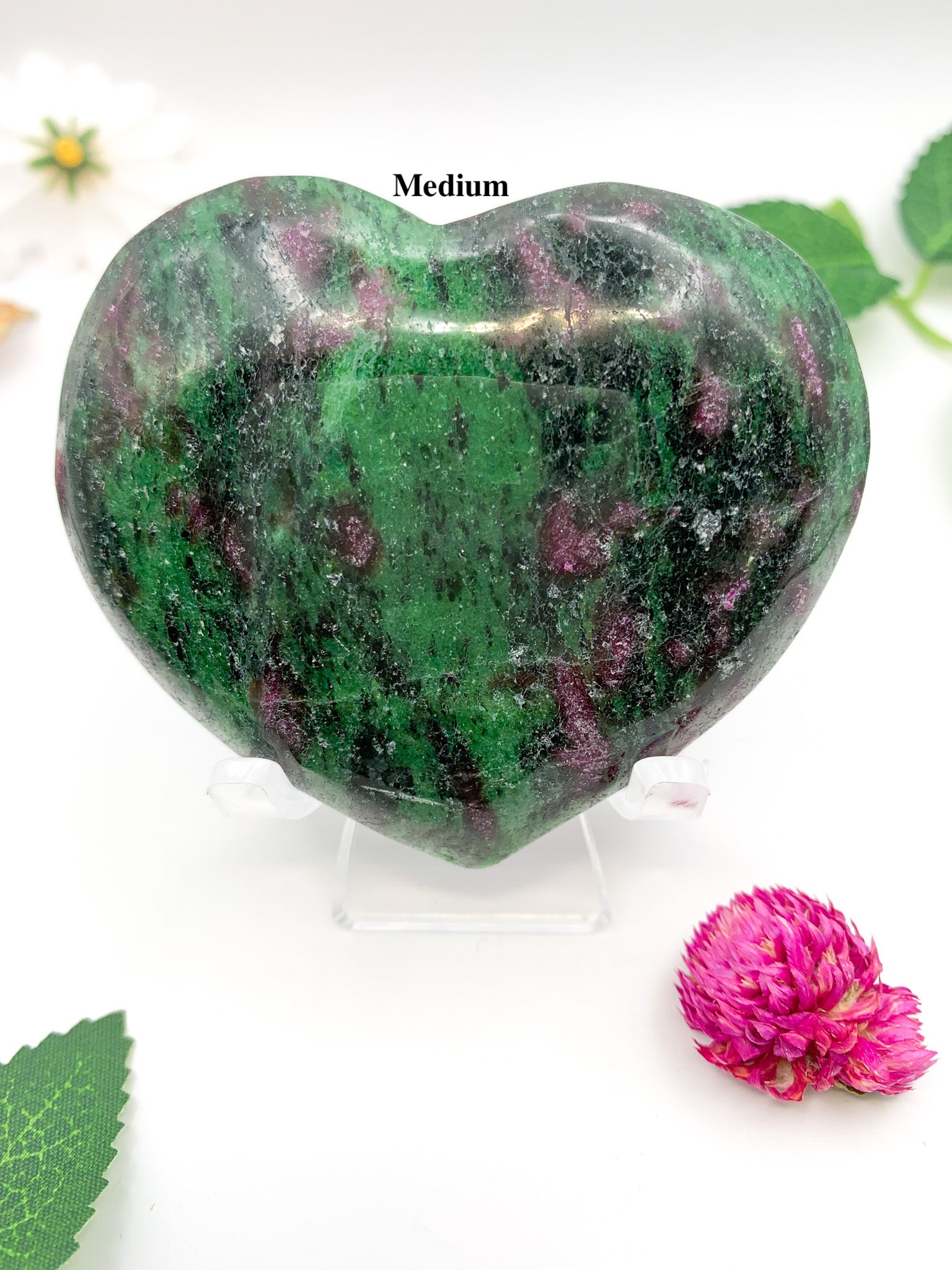 Ruby Zoisite Heart (Anyolite) - Crystal Love Treasures