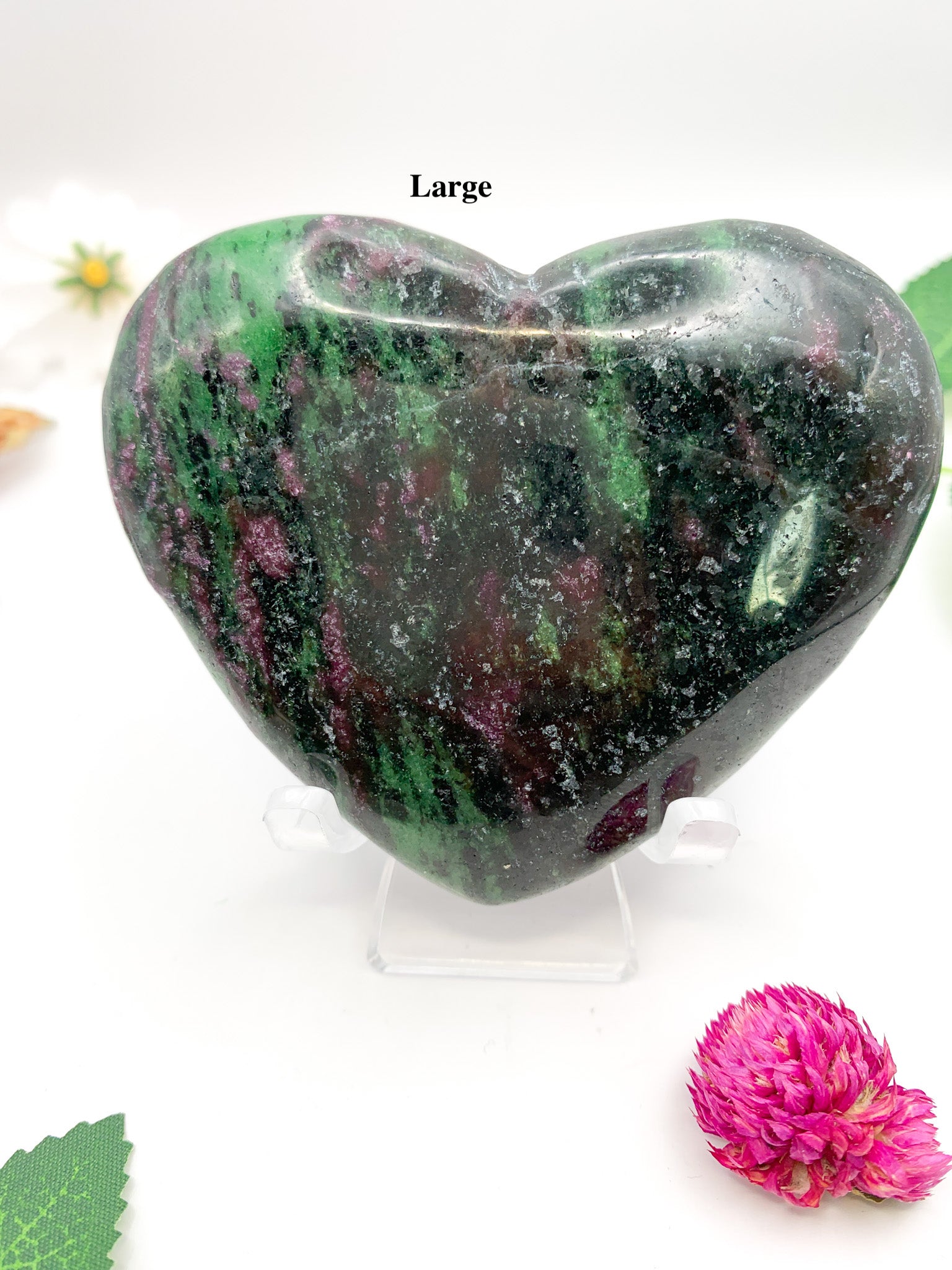 Ruby Zoisite Heart (Anyolite) - Crystal Love Treasures