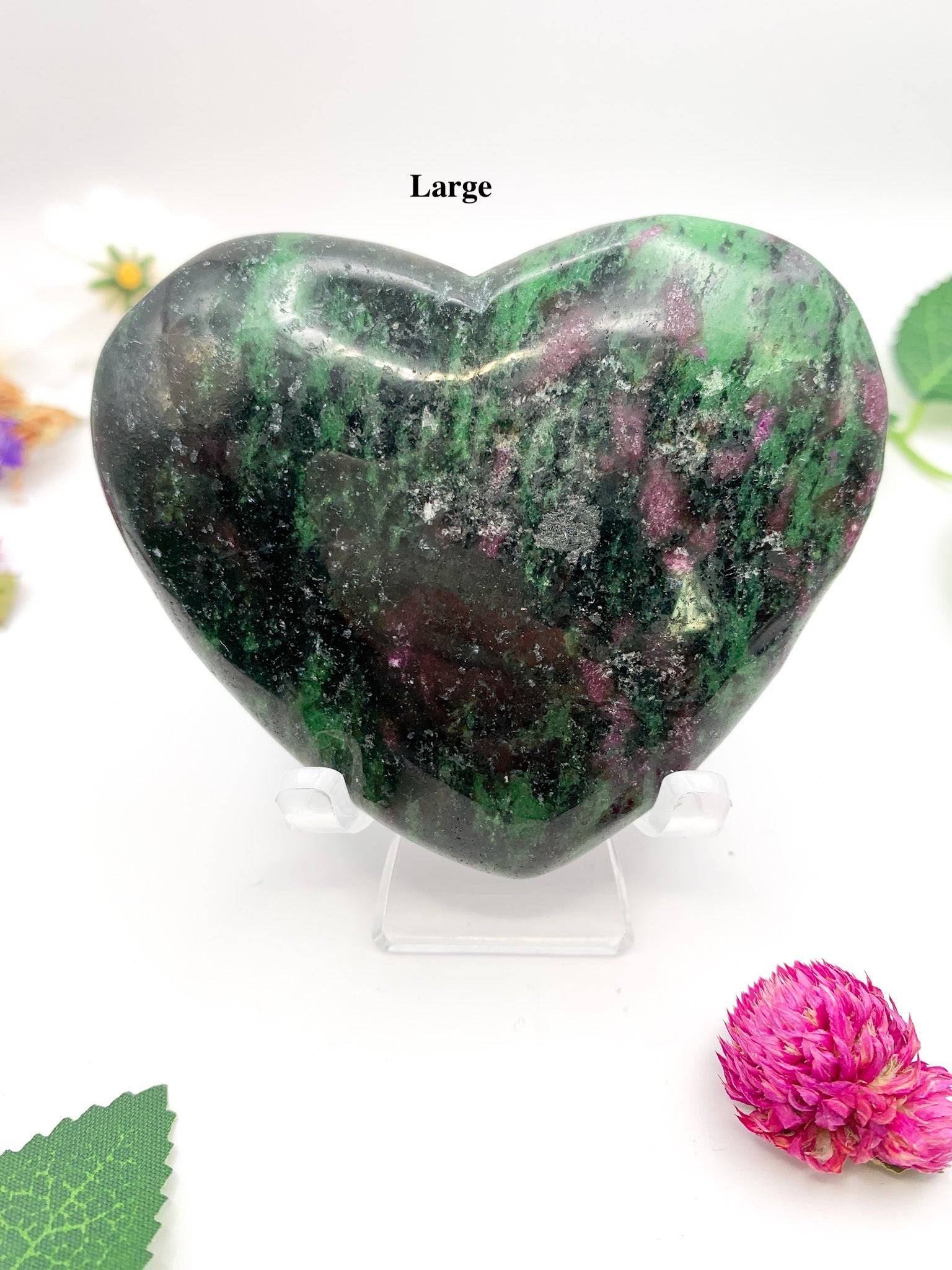 Ruby Zoisite Heart (Anyolite) - Crystal Love Treasures