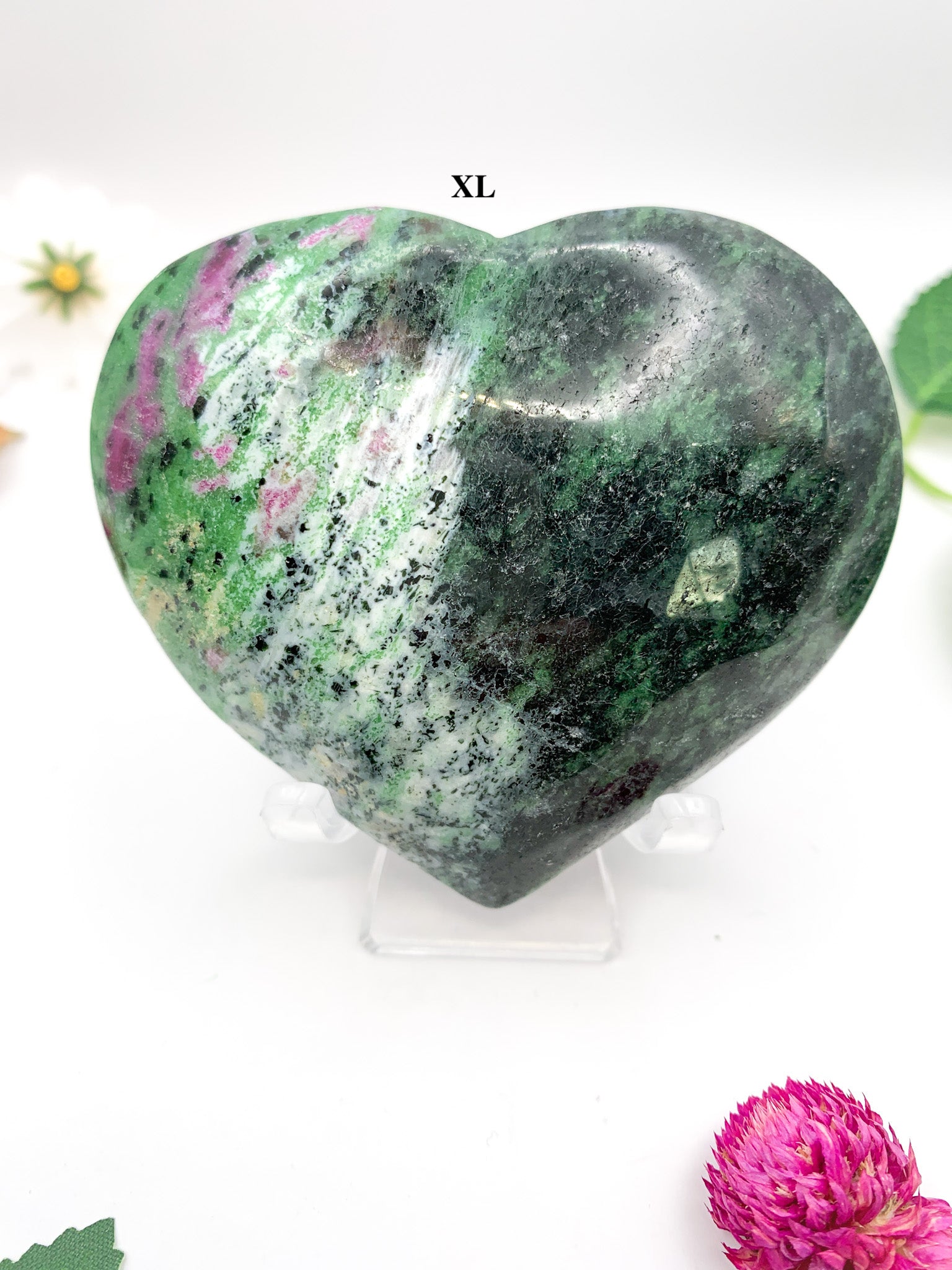 Ruby Zoisite Heart (Anyolite) - Crystal Love Treasures