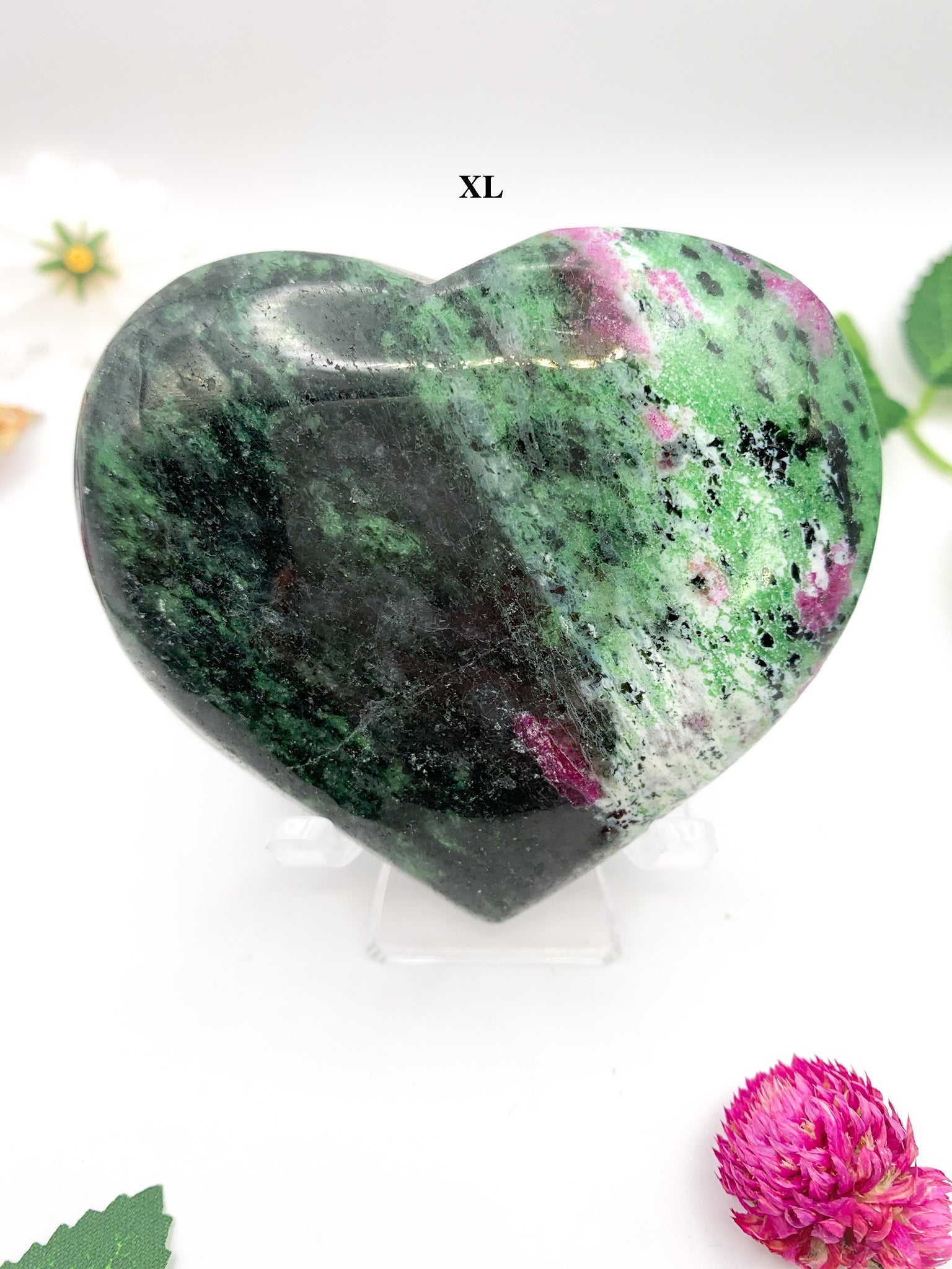 Ruby Zoisite Heart (Anyolite) - Crystal Love Treasures