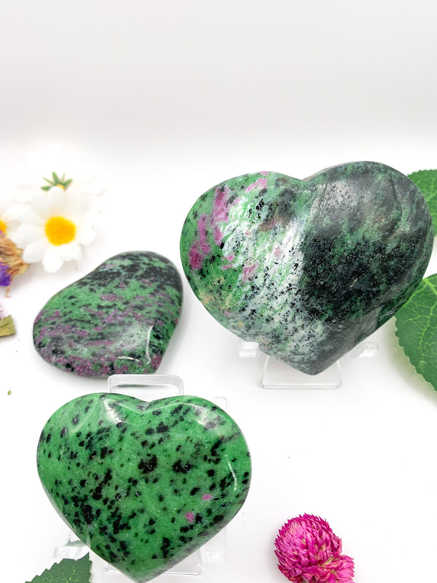Ruby Zoisite Heart (Anyolite) - Crystal Love Treasures