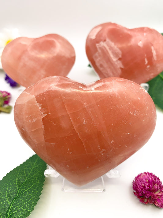 Rose Calcite Heart - Crystal Love Treasures