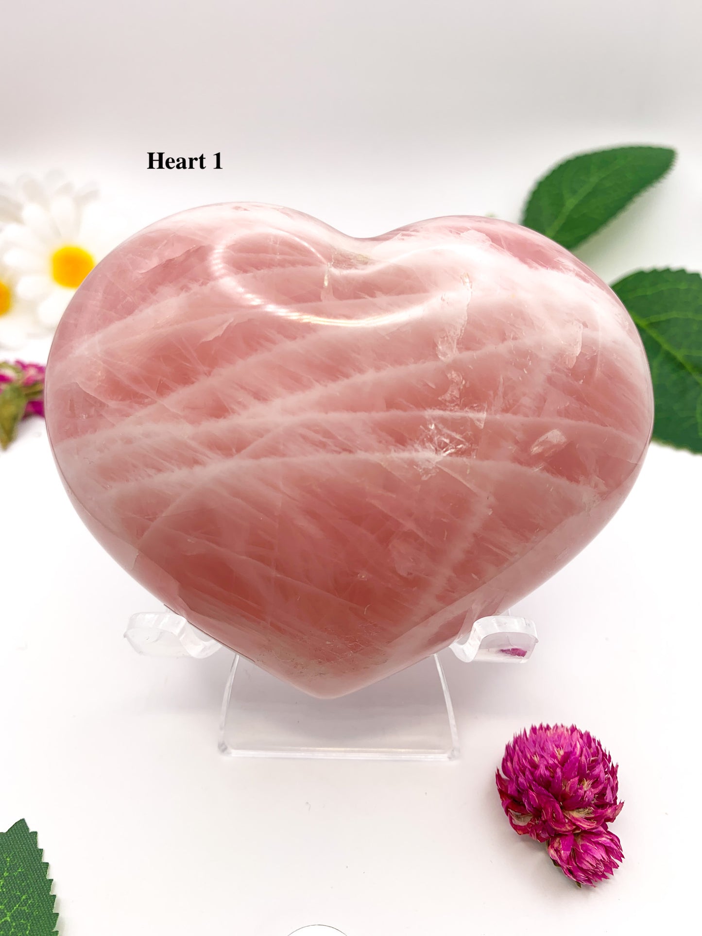 Rose Quartz Heart (white banding) - Crystal Love Treasures