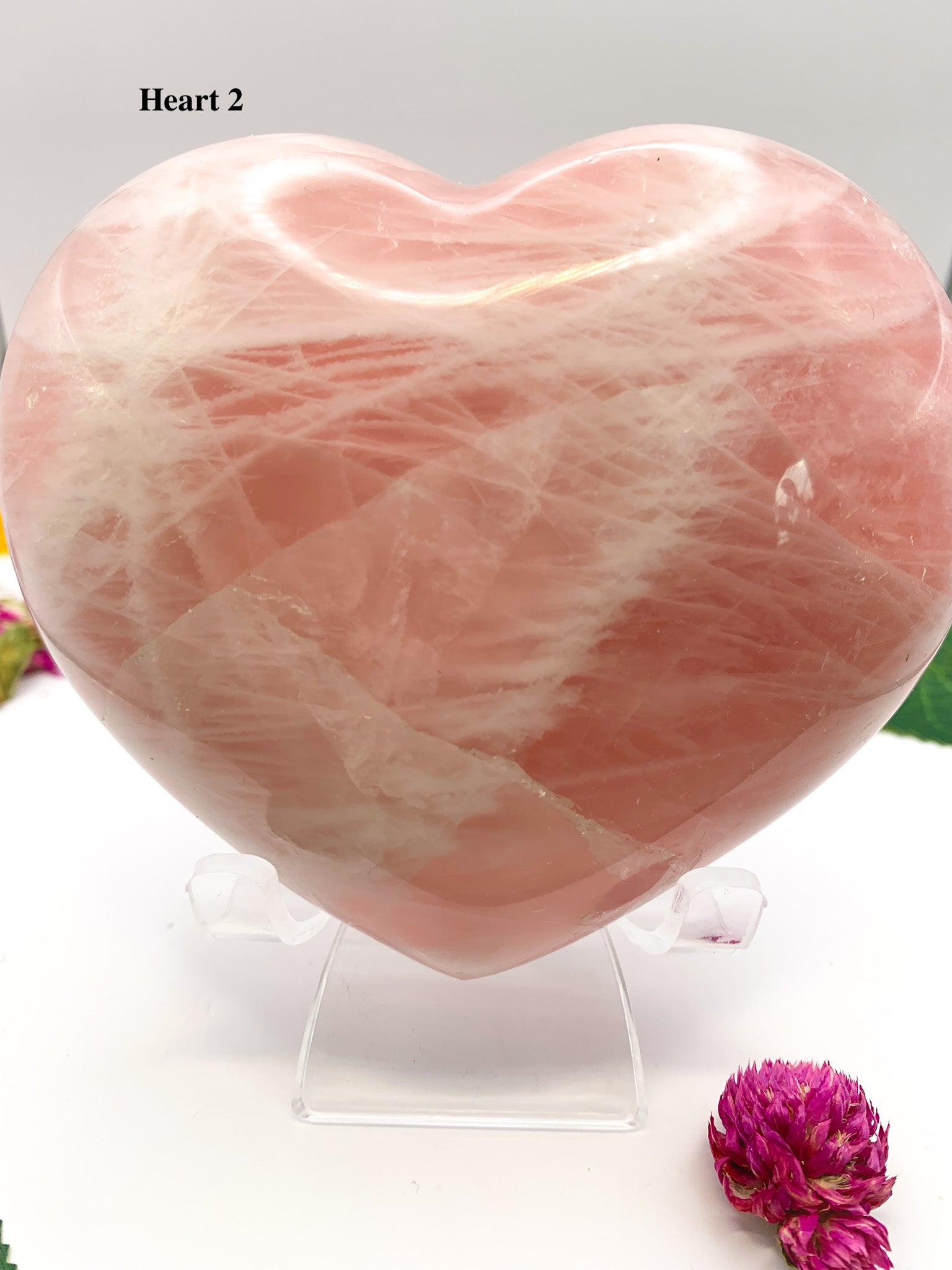 Rose Quartz Heart (white banding) - Crystal Love Treasures