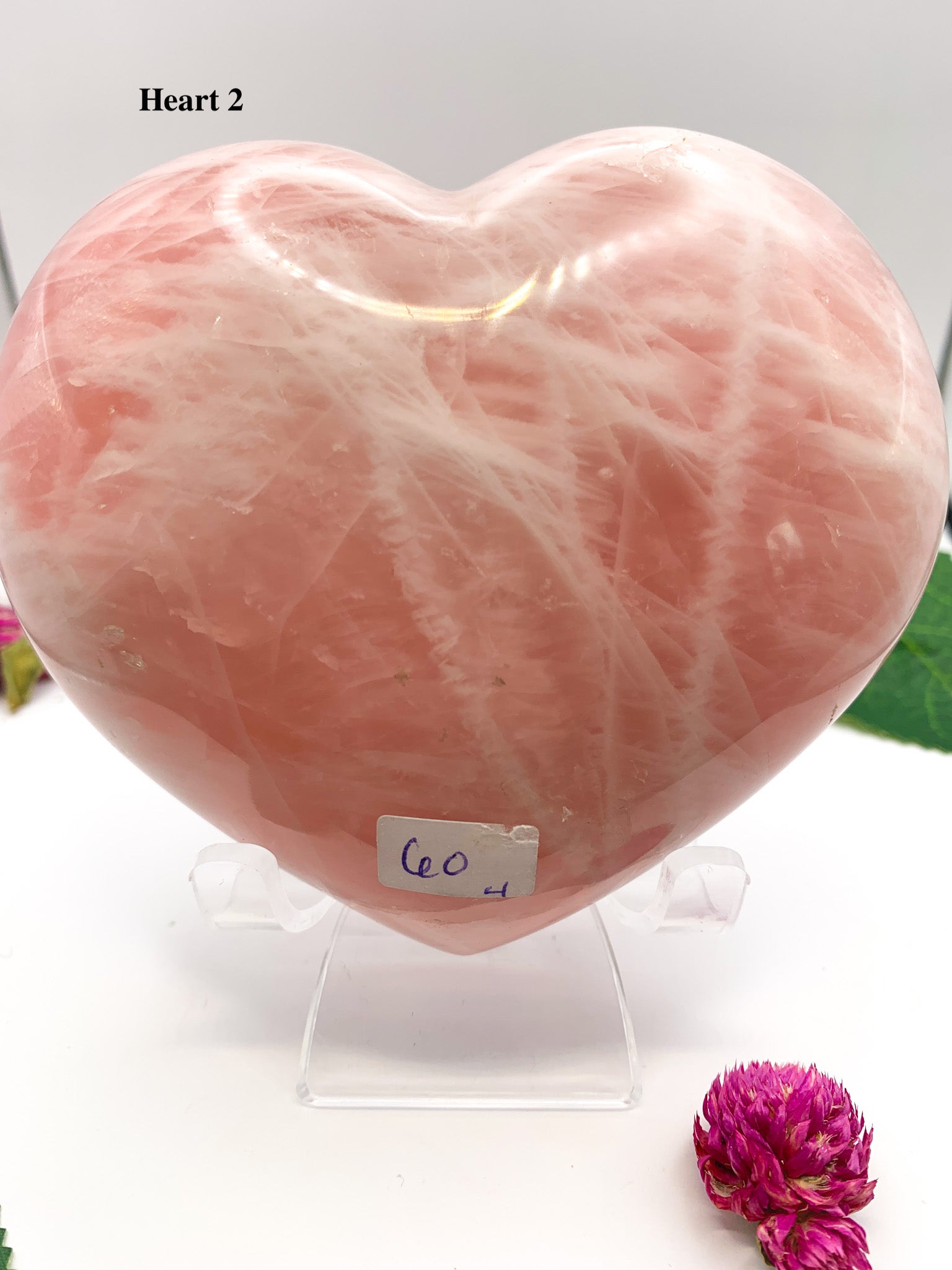 Rose Quartz Heart (white banding) - Crystal Love Treasures