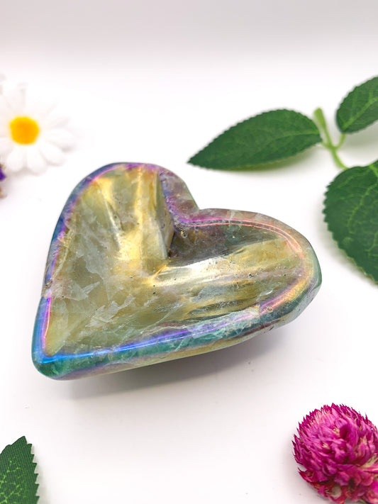 Aura Fluorite Heart Bowl - Crystal Love Treasures