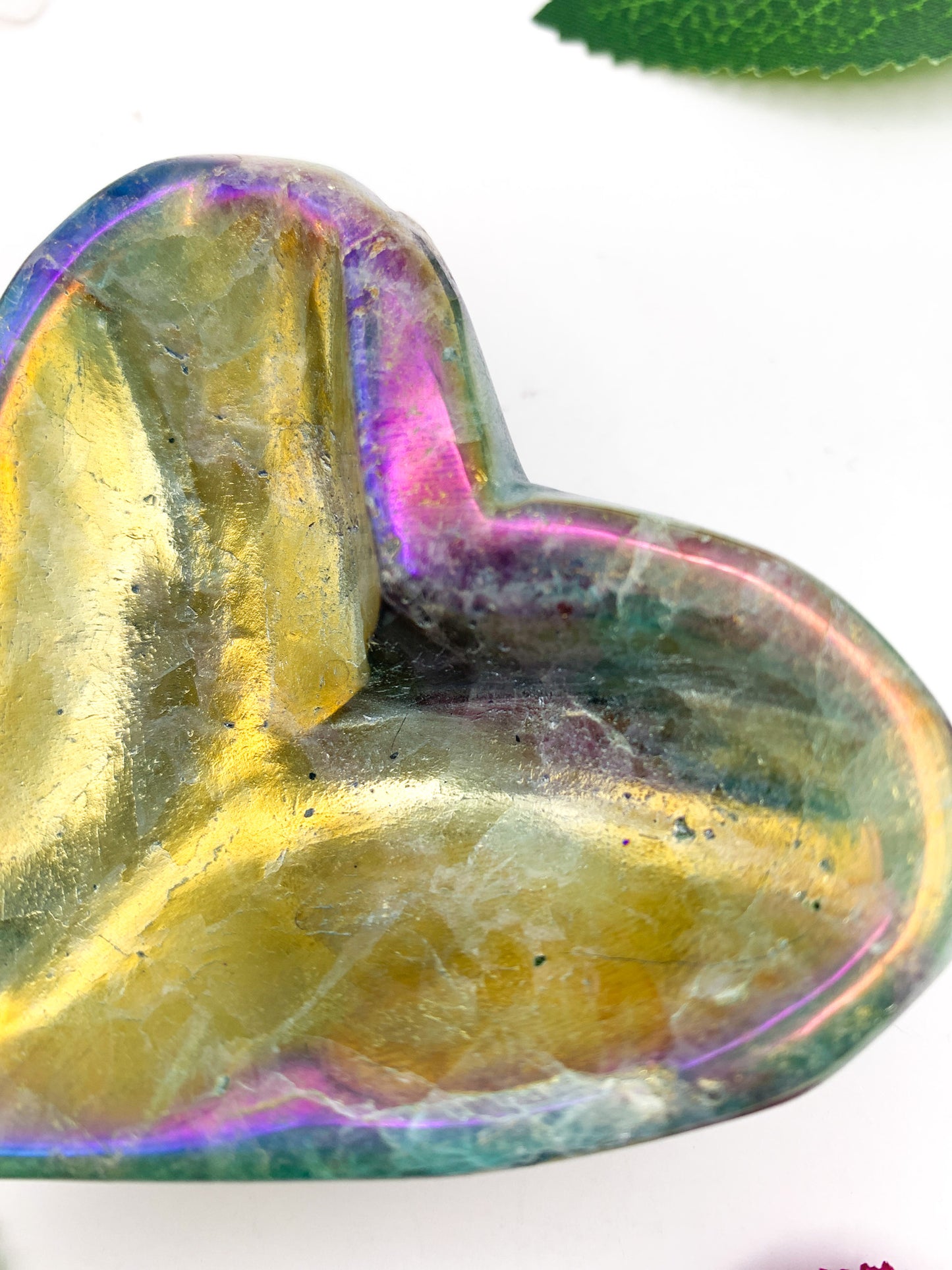 Aura Fluorite Heart Bowl - Crystal Love Treasures