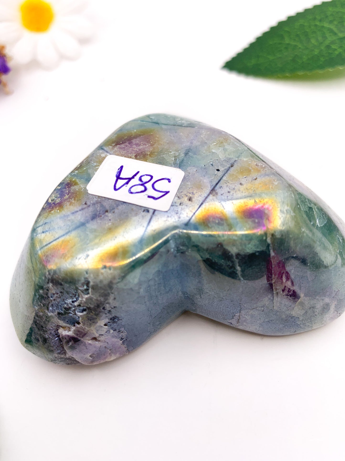 Aura Fluorite Heart Bowl - Crystal Love Treasures