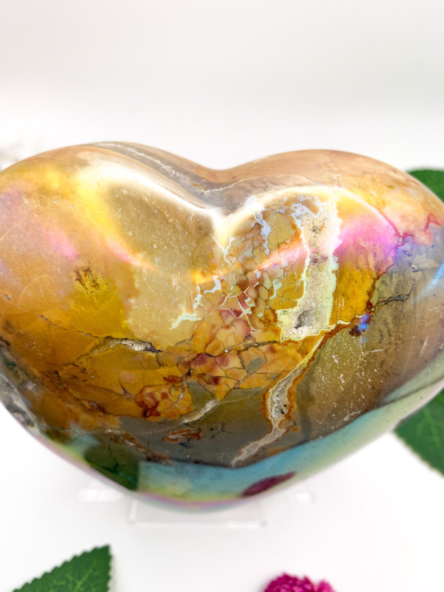 Aura Ibis Jasper Heart - Crystal Love Treasures
