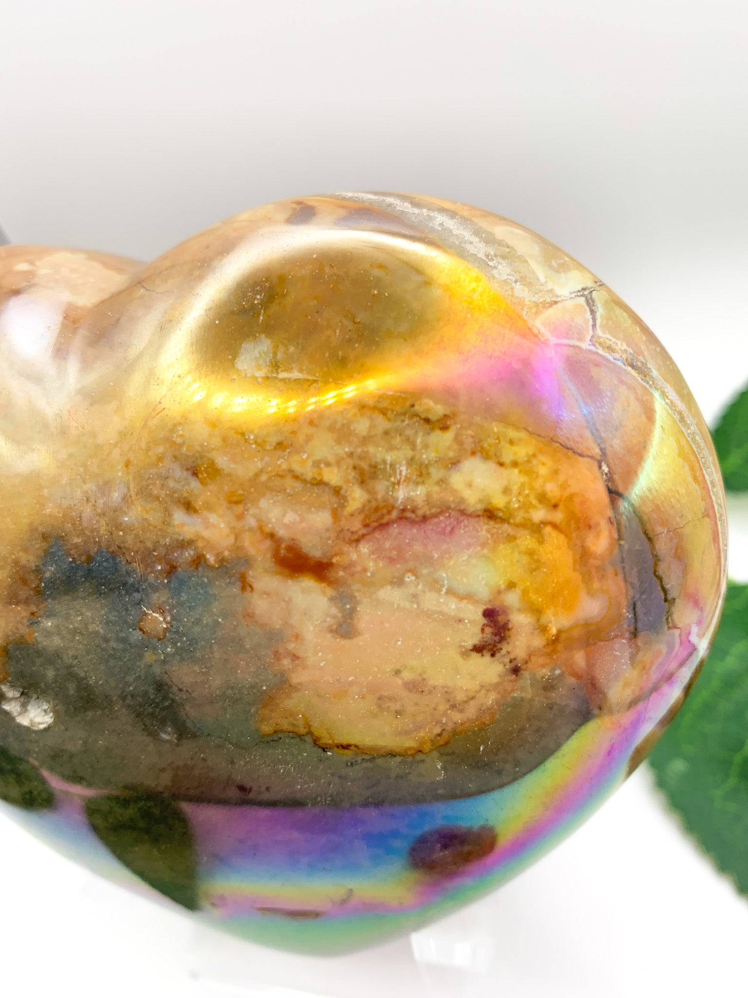 Aura Ibis Jasper Heart - Crystal Love Treasures