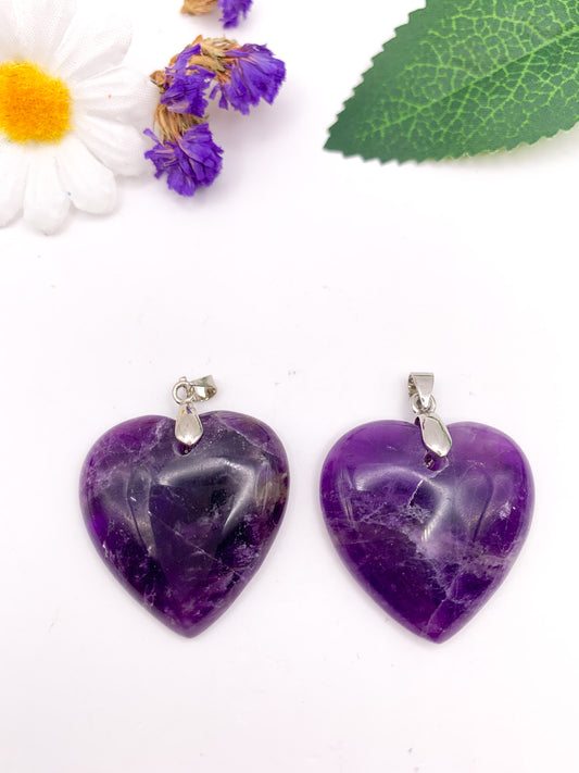 Amethyst Heart Pendant - Crystal Love Treasures