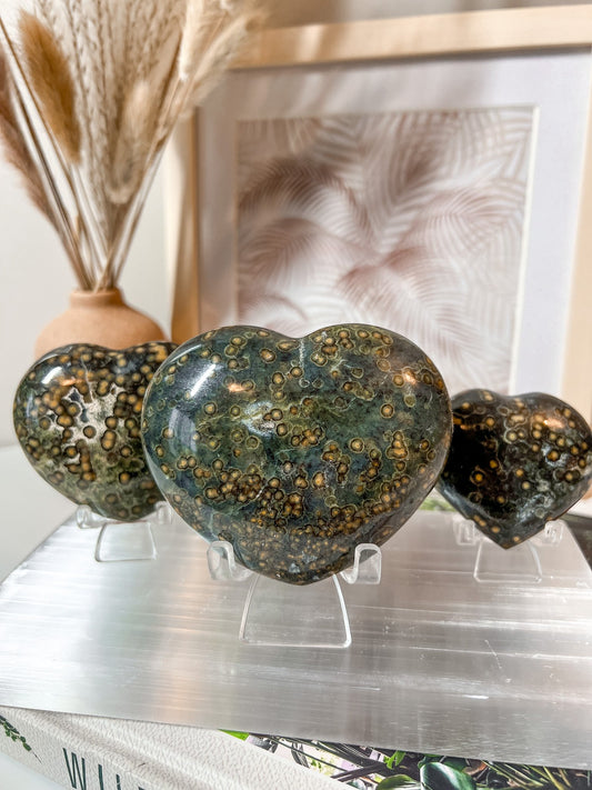 Orbicular Ocean Jasper Hearts