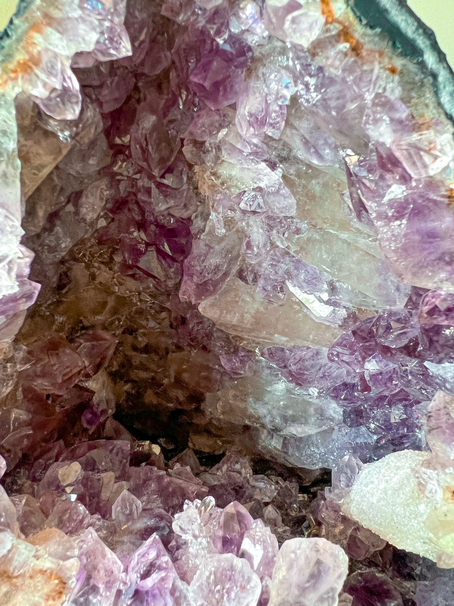 Amethyst Cathedral with UV reactive Calcite Inclusions