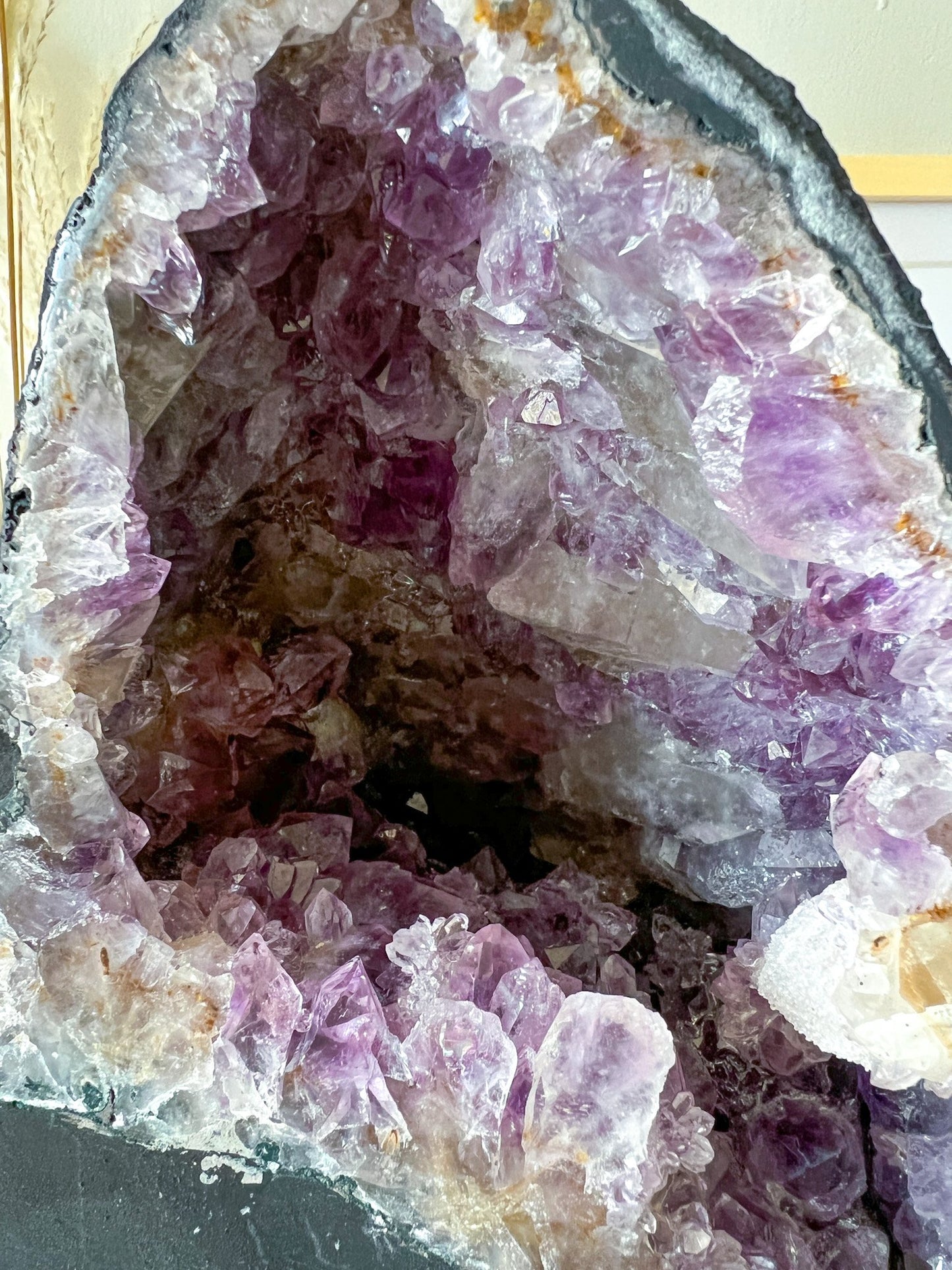 Amethyst Cathedral with UV reactive Calcite Inclusions