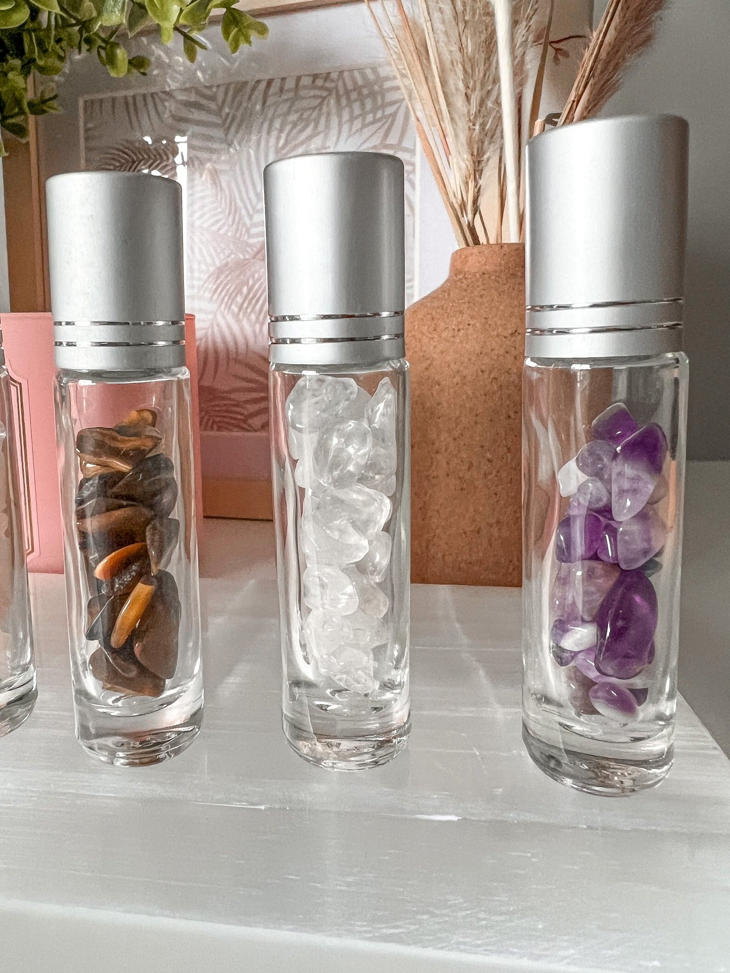 Natural Gemstone Essential Oil Roller Bottle Set